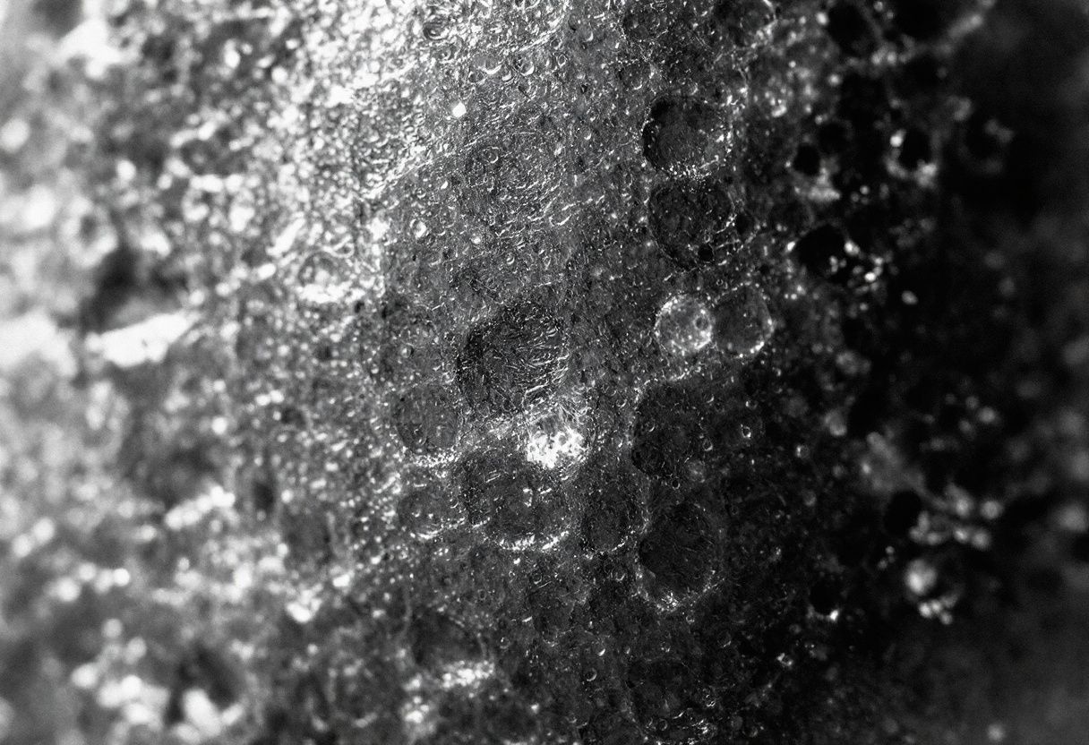 Extreme crop, skin surface under directional light.